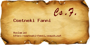 Csetneki Fanni névjegykártya